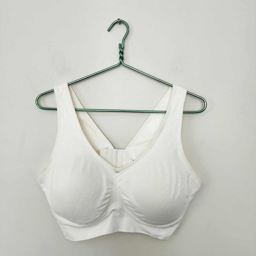 ⭐️ Breezies White Jacquard Seamless Comfort Wireless Bra Size 2X Full Coverage